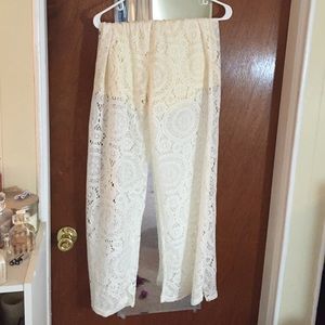 NWT cream colored crochet pants