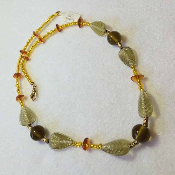 FINAL SALE PRICE Handmade OOAK Glass Beaded Leaf Necklace