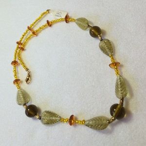 FINAL SALE PRICE Handmade OOAK Glass Beaded Leaf Necklace