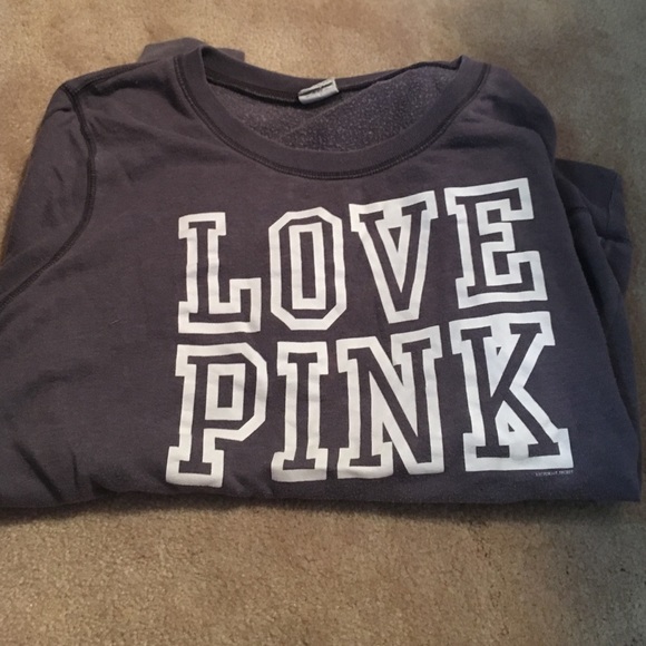 LOVE PINK grey crew neck sweatshirt