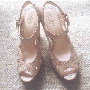 COACH Beige Snakeskin Heels