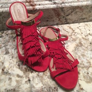 Chloé Red Fringe Sandals