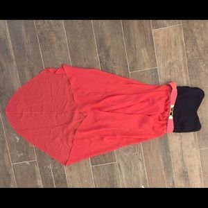 Bright red/coral strapless dress