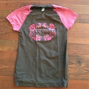 Girls Old Navy brown and pink swim top rash guard