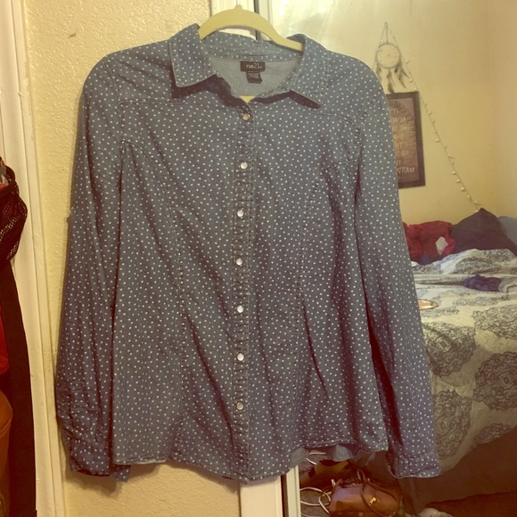 Button up shirt with white hearts