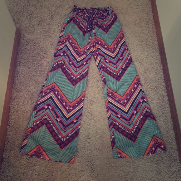 Boho high waisted silk bell bottoms