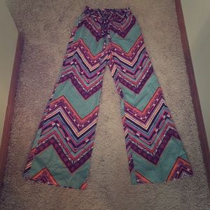 Boho high waisted silk bell bottoms