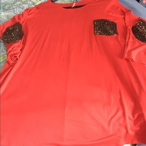 Red/brown sequin shirt