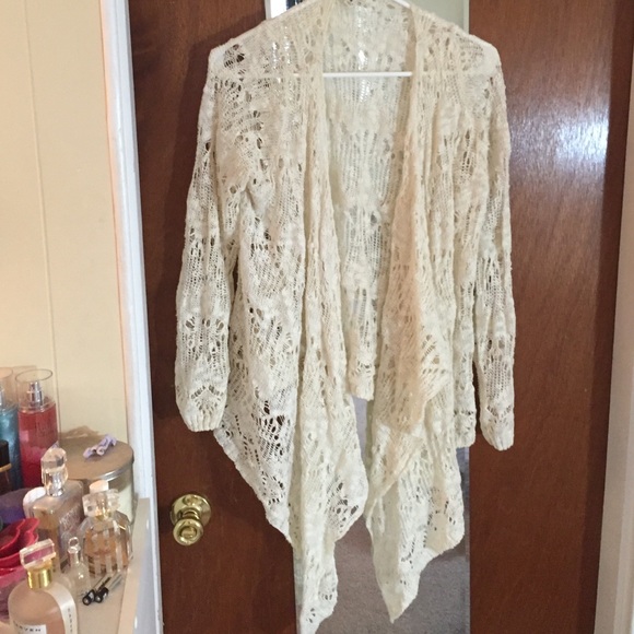Cream crochet open cardigan