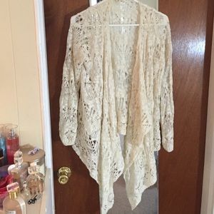 Cream crochet open cardigan