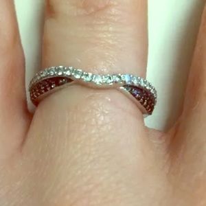 Size 6 black and white diamond ring