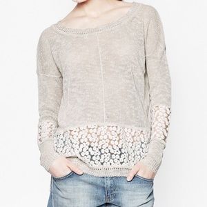 Cute creamy sweater with lace inserts!!