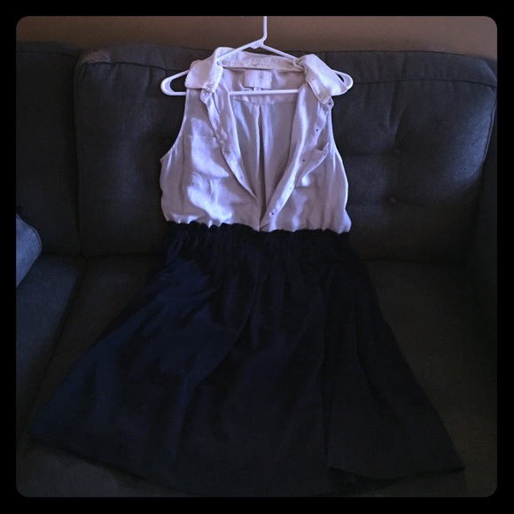 Dark navy and beige Anthropologie dress