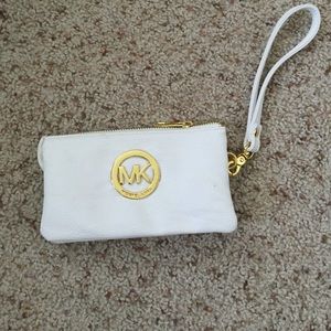 White Michael Kors wristlet wallet