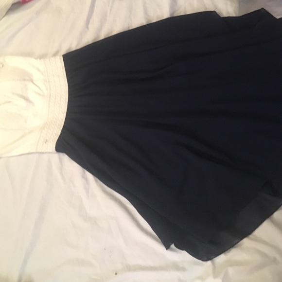 White and navy blue dress