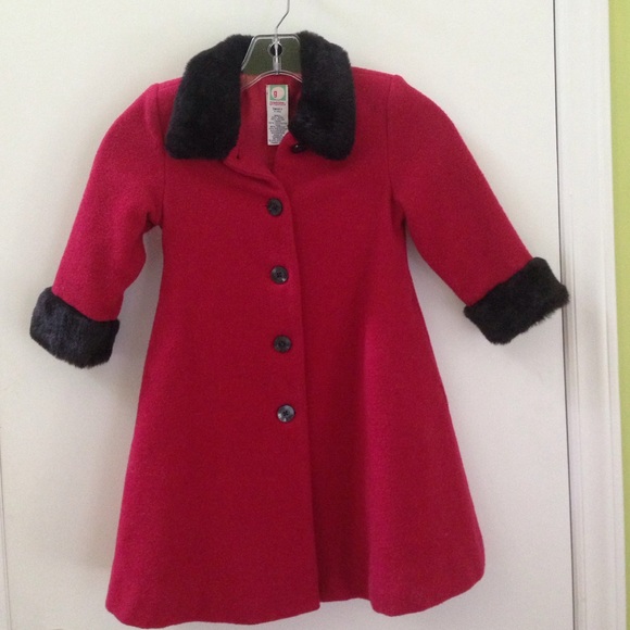 Red and black girls wool coat