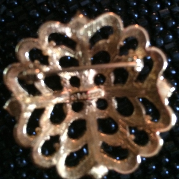 MONET Gold Toned Brooch with Rhinestones - Picture 2 of 4