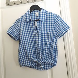 Cropped Tie Front Button Down