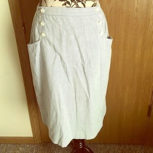 Blue and White Striped Pencil Skirt