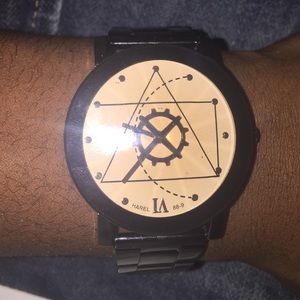 Black watch with tan color inside