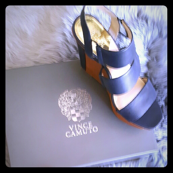 Navy platform heels.