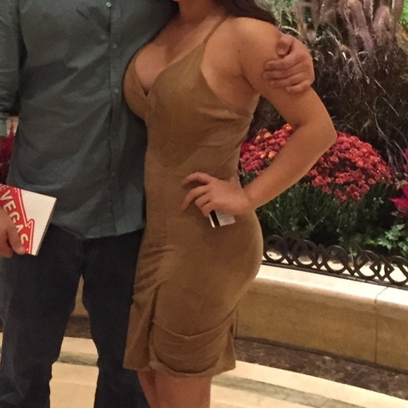Tan suede mini dress