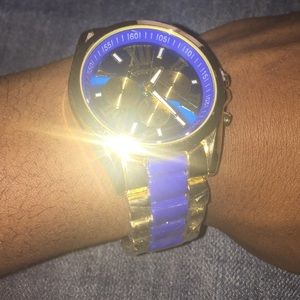 Blue and gold watch