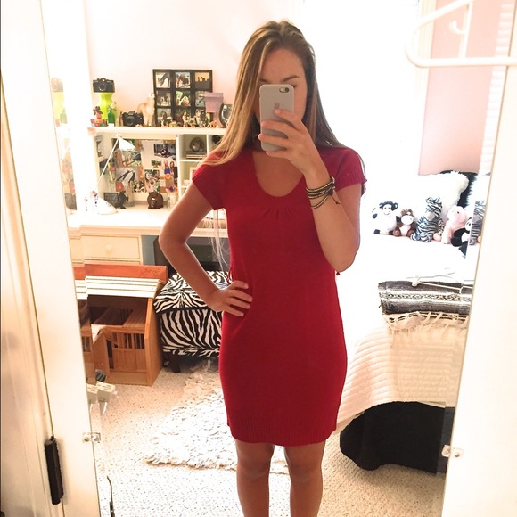 Red sweater dress