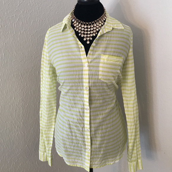 Loft Long Sleeve Striped Button Down Shirt Sz Med