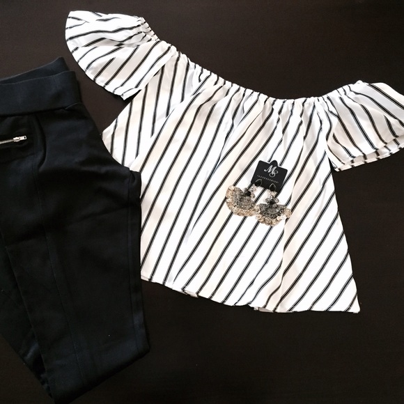 Off Shoulder Stripe Blouse (Blouse only)
