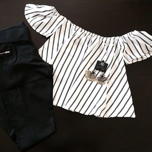 Off Shoulder Stripe Blouse (Blouse only)