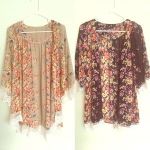 Lot of 2 Floral Kimono Cardigans. Size S/M