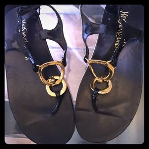 Yves Saint  Laurent  Black Patent Leather sandals