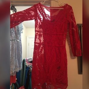 Red lace dress