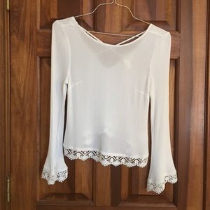white bell sleeved top NWOT
