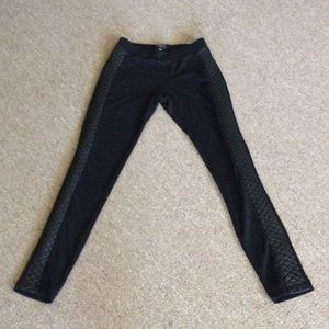 Black leggings with pleather accents