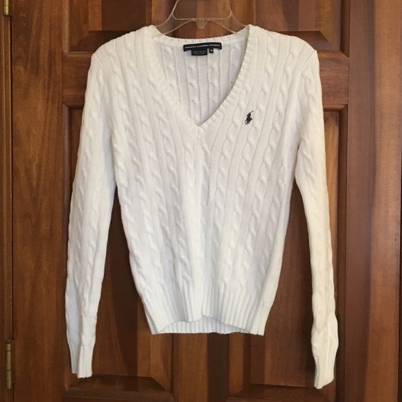womens polo cable knit vneck sweater