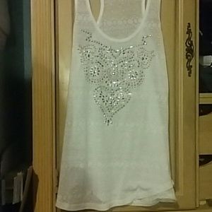 White sequine tank