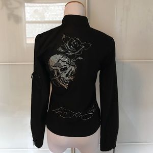 Ed Hardy black Moto style jacket Size XS