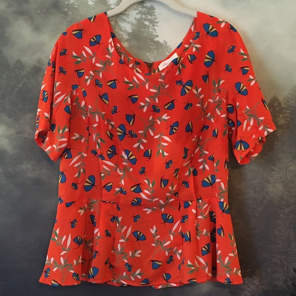 Tailored butterfly blouse with exposed zipper