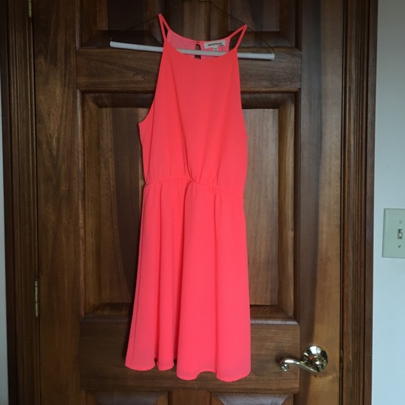 pink high neck (halter) dress