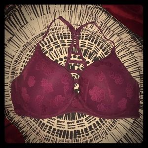 Maroon lace RACERBACK BRA!! 36DD