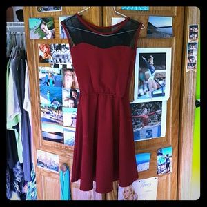 Maroon and black dress