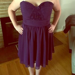 Purple strapless dress