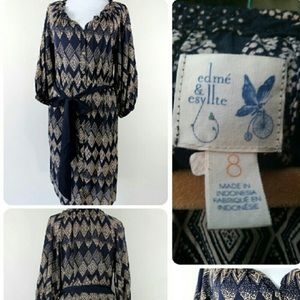 Anthropologie Edmé & Esyllte Patterned Tie Dress
