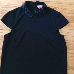 Ted Baker Navy Blue short sleeve Peter Pan Collar