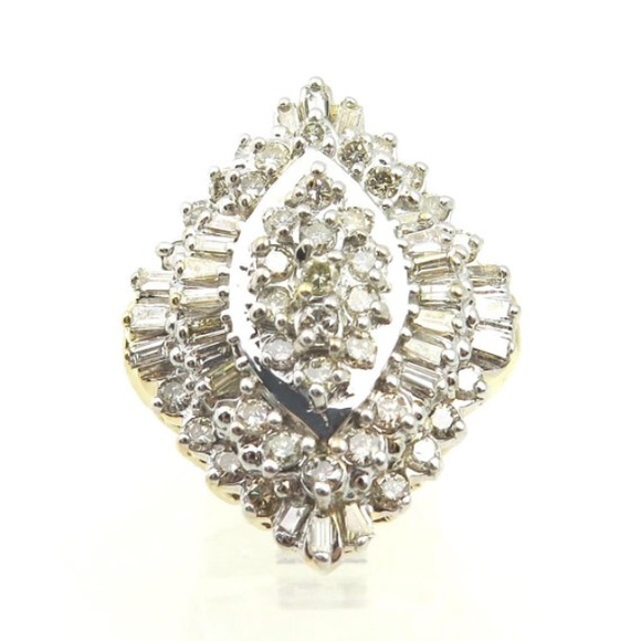 14k Two Tone Gold Beautiful Diamond Large Cocktail Ring