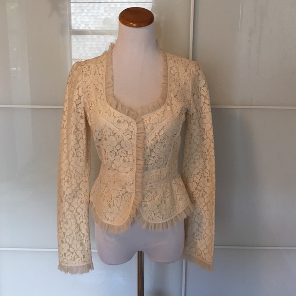 New Tahari beige/bone lace jacket XS/S - Picture 1 of 4