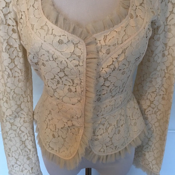 New Tahari beige/bone lace jacket XS/S - Picture 2 of 4