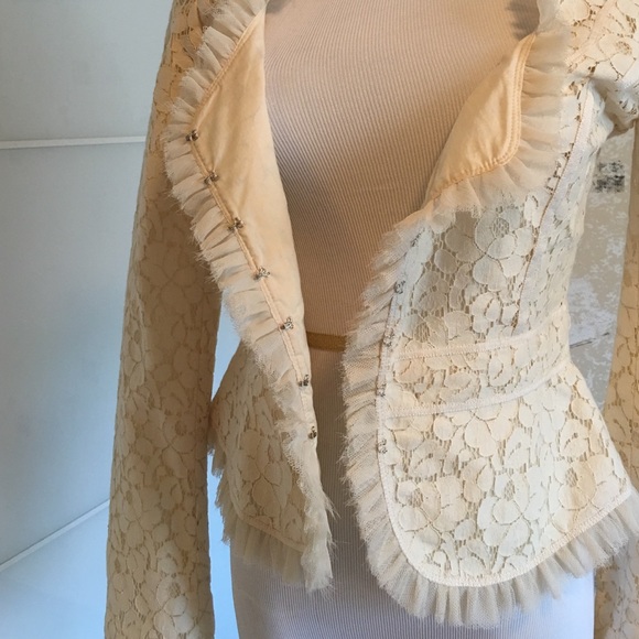 New Tahari beige/bone lace jacket XS/S - Picture 4 of 4